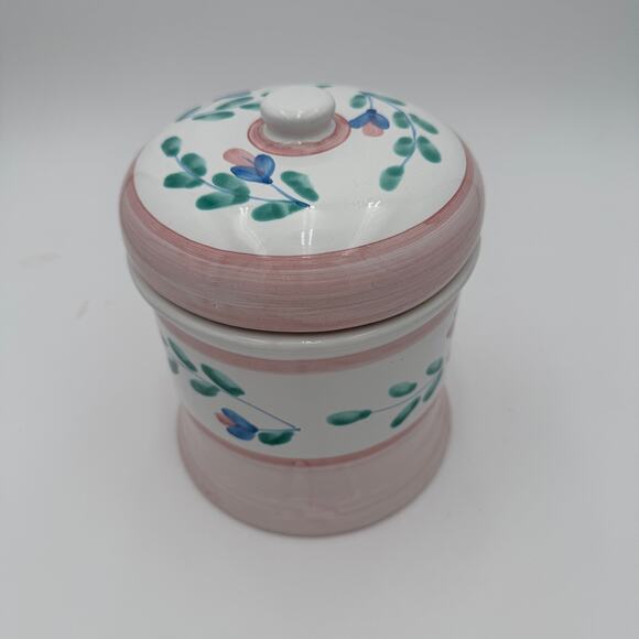 Vintage Caleca Canister Pink Garland Made in Italy Handpainted - Picture 2 of 6